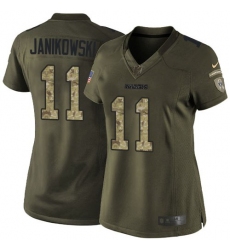Women's Nike Oakland Raiders #11 Sebastian Janikowski Elite Green Salute to Service NFL Jersey