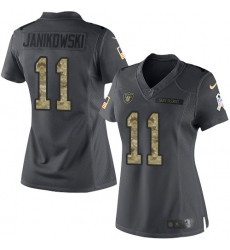 Women's Nike Oakland Raiders #11 Sebastian Janikowski Limited Black 2016 Salute to Service NFL Jersey