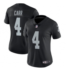 Women's Nike Oakland Raiders #4 Derek Carr Elite Black Team Color NFL Jersey