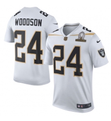 Men's Nike Oakland Raiders #24 Charles Woodson Elite White Team Rice 2016 Pro Bowl NFL Jersey