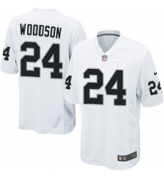 Men's Nike Oakland Raiders #24 Charles Woodson Game White NFL Jersey