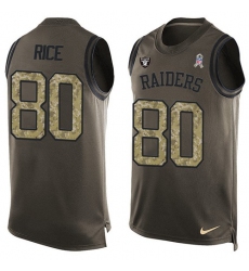 Men's Nike Oakland Raiders #80 Jerry Rice Limited Green Salute to Service Tank Top NFL Jersey