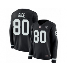 Women's Nike Oakland Raiders #80 Jerry Rice Limited Black Therma Long Sleeve NFL Jersey