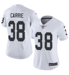Women's Nike Oakland Raiders #38 T.J. Carrie Elite White NFL Jersey