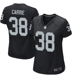 Women's Nike Oakland Raiders #38 T.J. Carrie Game Black Team Color NFL Jersey