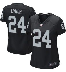 Women's Nike Oakland Raiders #24 Marshawn Lynch Game Black Team Color NFL Jersey