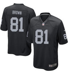 Men's Nike Oakland Raiders #81 Tim Brown Game Black Team Color NFL Jersey