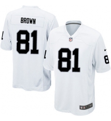 Men's Nike Oakland Raiders #81 Tim Brown Game White NFL Jersey
