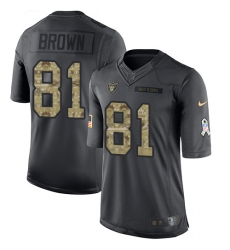 Men's Nike Oakland Raiders #81 Tim Brown Limited Black 2016 Salute to Service NFL Jersey