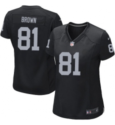 Women's Nike Oakland Raiders #81 Tim Brown Game Black Team Color NFL Jersey