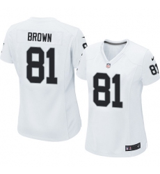 Women's Nike Oakland Raiders #81 Tim Brown Game White NFL Jersey