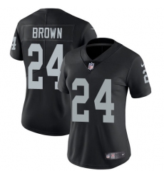 Women's Nike Oakland Raiders #24 Willie Brown Elite Black Team Color NFL Jersey