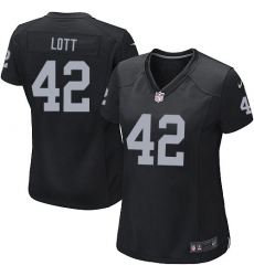 Women's Nike Oakland Raiders #42 Ronnie Lott Game Black Team Color NFL Jersey