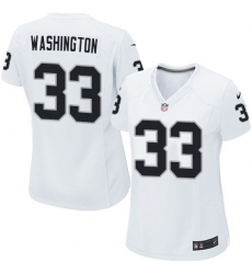 Women's Nike Oakland Raiders #33 DeAndre Washington Game White NFL Jersey