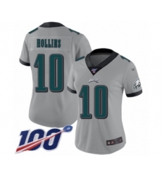 Women's Philadelphia Eagles #10 Mack Hollins Limited Silver Inverted Legend 100th Season Football Jersey