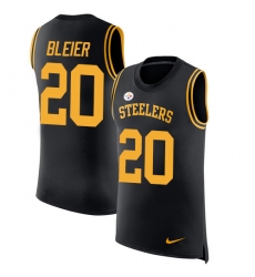 Men's Nike Pittsburgh Steelers #20 Rocky Bleier Limited Black Rush Player Name & Number Tank Top NFL Jersey