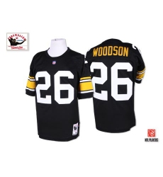 Mitchell And Ness Pittsburgh Steelers #26 Rod Woodson Black Team Color Authentic Throwback NFL Jersey