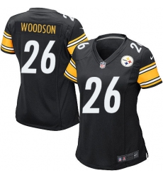 Women's Nike Pittsburgh Steelers #26 Rod Woodson Game Black Team Color NFL Jersey