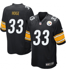 Men's Nike Pittsburgh Steelers #33 Merril Hoge Game Black Team Color NFL Jersey