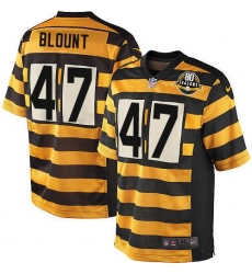 Men's Nike Pittsburgh Steelers #47 Mel Blount Game Yellow/Black Alternate 80TH Anniversary Throwback NFL Jersey