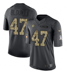 Men's Nike Pittsburgh Steelers #47 Mel Blount Limited Black 2016 Salute to Service NFL Jersey