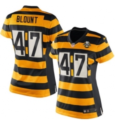 Women's Nike Pittsburgh Steelers #47 Mel Blount Elite Yellow/Black Alternate 80TH Anniversary Throwback NFL Jersey