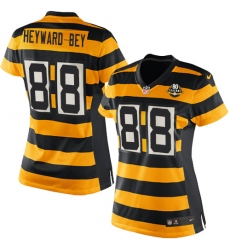 Women's Nike Pittsburgh Steelers #88 Darrius Heyward-Bey Game Yellow/Black Alternate 80TH Anniversary Throwback NFL Jersey