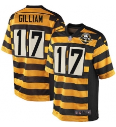 Men's Nike Pittsburgh Steelers #17 Joe Gilliam Game Yellow/Black Alternate 80TH Anniversary Throwback NFL Jersey
