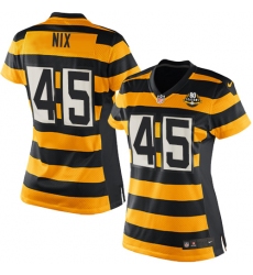 Women's Nike Pittsburgh Steelers #45 Roosevelt Nix Limited Yellow/Black Alternate 80TH Anniversary Throwback NFL Jersey