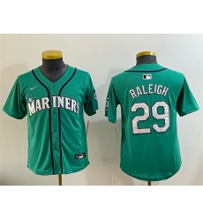 Youth Seattle Mariners #29 Cal Raleigh Aqua Alternate Limited Stitched Jersey