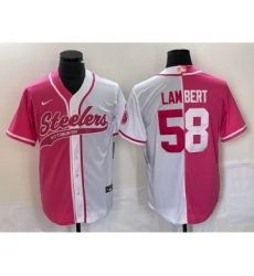 Men's Nike Pittsburgh Steelers #58 Jack Lambert Pink White Two Tone Cool Base Stitched Baseball Jersey