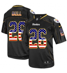 Men's Nike Pittsburgh Steelers #26 Le'Veon Bell Elite Black USA Flag Fashion NFL Jersey