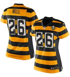 Women's Nike Pittsburgh Steelers #26 Le'Veon Bell Elite Yellow/Black Alternate 80TH Anniversary Throwback NFL Jersey