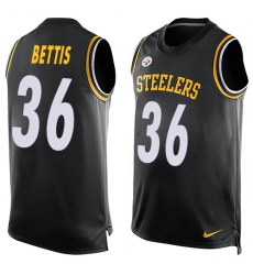 Men's Nike Pittsburgh Steelers #36 Jerome Bettis Limited Black Player Name & Number Tank Top NFL Jersey