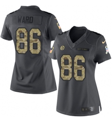 Women's Nike Pittsburgh Steelers #86 Hines Ward Limited Black 2016 Salute to Service NFL Jersey