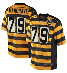 Men's Nike Pittsburgh Steelers #79 Javon Hargrave Elite Yellow/Black Alternate 80TH Anniversary Throwback NFL Jersey