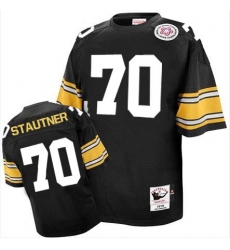 Mitchell And Ness Pittsburgh Steelers #70 Ernie Stautner Black Team Color Authentic Throwback NFL Jersey