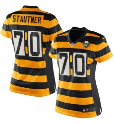 Women's Nike Pittsburgh Steelers #70 Ernie Stautner Elite Yellow/Black Alternate 80TH Anniversary Throwback NFL Jersey