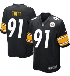 Men's Nike Pittsburgh Steelers #91 Stephon Tuitt Game Black Team Color NFL Jersey