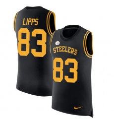 Men's Nike Pittsburgh Steelers #83 Louis Lipps Limited Black Rush Player Name & Number Tank Top NFL Jersey