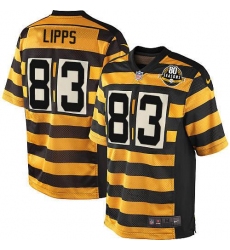Youth Nike Pittsburgh Steelers #83 Louis Lipps Elite Yellow/Black Alternate 80TH Anniversary Throwback NFL Jersey