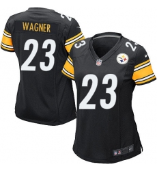 Women's Nike Pittsburgh Steelers #23 Mike Wagner Game Black Team Color NFL Jersey