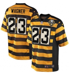 Youth Nike Pittsburgh Steelers #23 Mike Wagner Elite Yellow/Black Alternate 80TH Anniversary Throwback NFL Jersey
