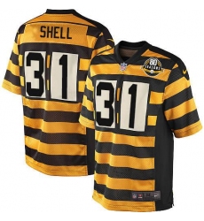 Men's Nike Pittsburgh Steelers #31 Donnie Shell Game Yellow/Black Alternate 80TH Anniversary Throwback NFL Jersey