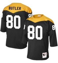 Men's Mitchell and Ness Pittsburgh Steelers #80 Jack Butler Elite Black 1967 Home Throwback NFL Jersey