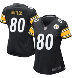 Women's Nike Pittsburgh Steelers #80 Jack Butler Game Black Team Color NFL Jersey