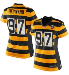 Women's Nike Pittsburgh Steelers #97 Cameron Heyward Game Yellow/Black Alternate 80TH Anniversary Throwback NFL Jersey