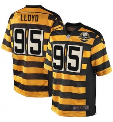 Youth Nike Pittsburgh Steelers #95 Greg Lloyd Elite Yellow/Black Alternate 80TH Anniversary Throwback NFL Jersey