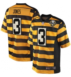 Men's Nike Pittsburgh Steelers #3 Landry Jones Elite Yellow/Black Alternate 80TH Anniversary Throwback NFL Jersey