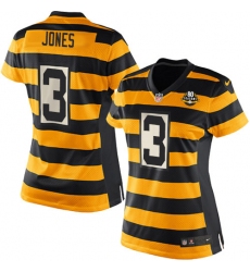 Women's Nike Pittsburgh Steelers #3 Landry Jones Game Yellow/Black Alternate 80TH Anniversary Throwback NFL Jersey